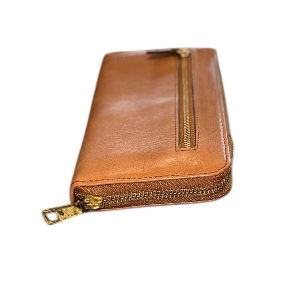 Fossil Women Brown Leather Clutch Wallet Trifold Vintage Zip Around Card Holder - Picture 7 of 11